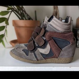 B2 (Browns)  high top Wedge sneakers, streetwear, fashion, casual shoes
